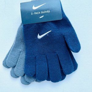 Nike Set of 2 Boy's Knit Gloves  Navy / Grey